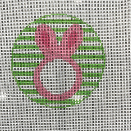 Pink bunny monogram round