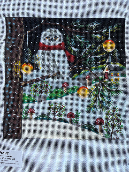 Owl in Winter Tree and Globes C-PPDMCAN07