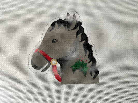 Grey Horse with Holly C-XH193