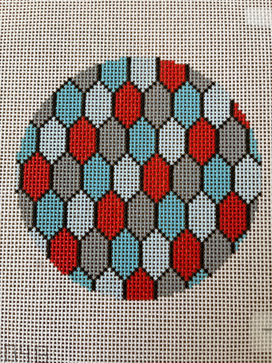 Geometric Circle in Blues and Red C-PD048