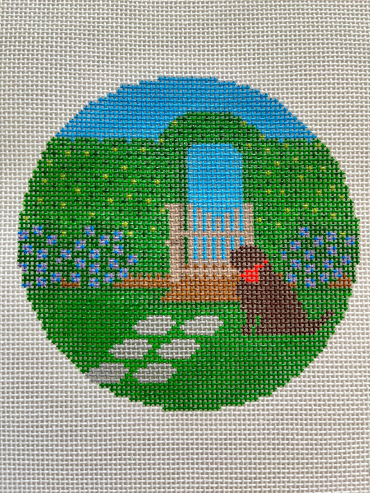 Chocolate Lab in Garden C-KTGK25