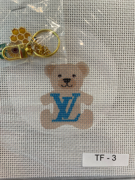 Blue LV Bear Bag Tag C-APTF3