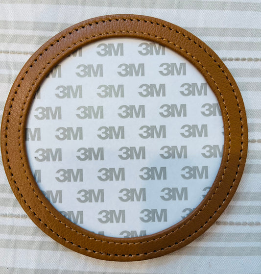 Leather Self Finishing Round Coaster - Tan A-PESFCtan