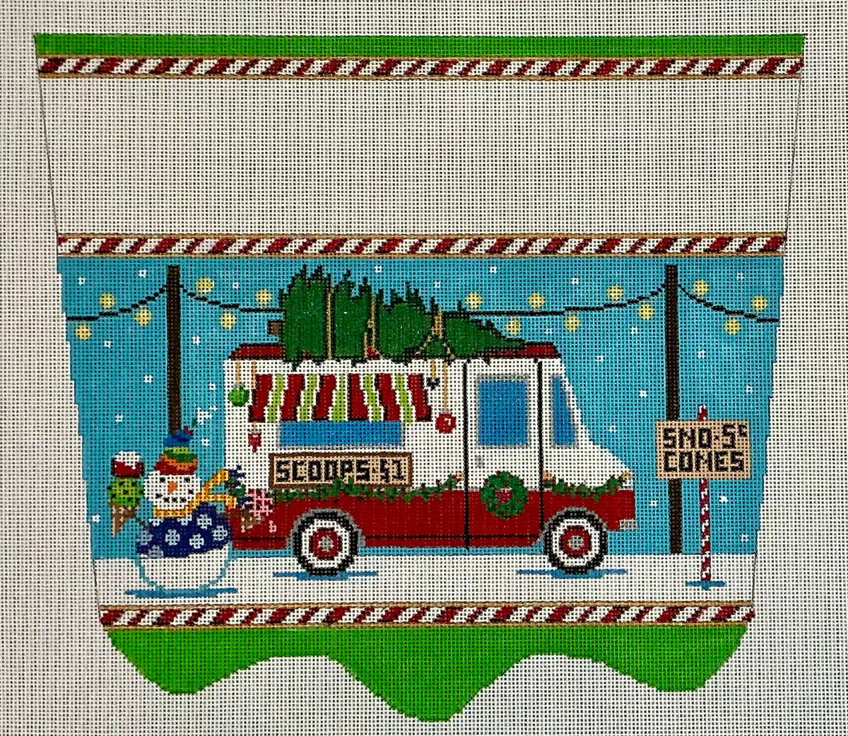 Winter Ice cream Truck Stocking Cuff C-TSXC49
