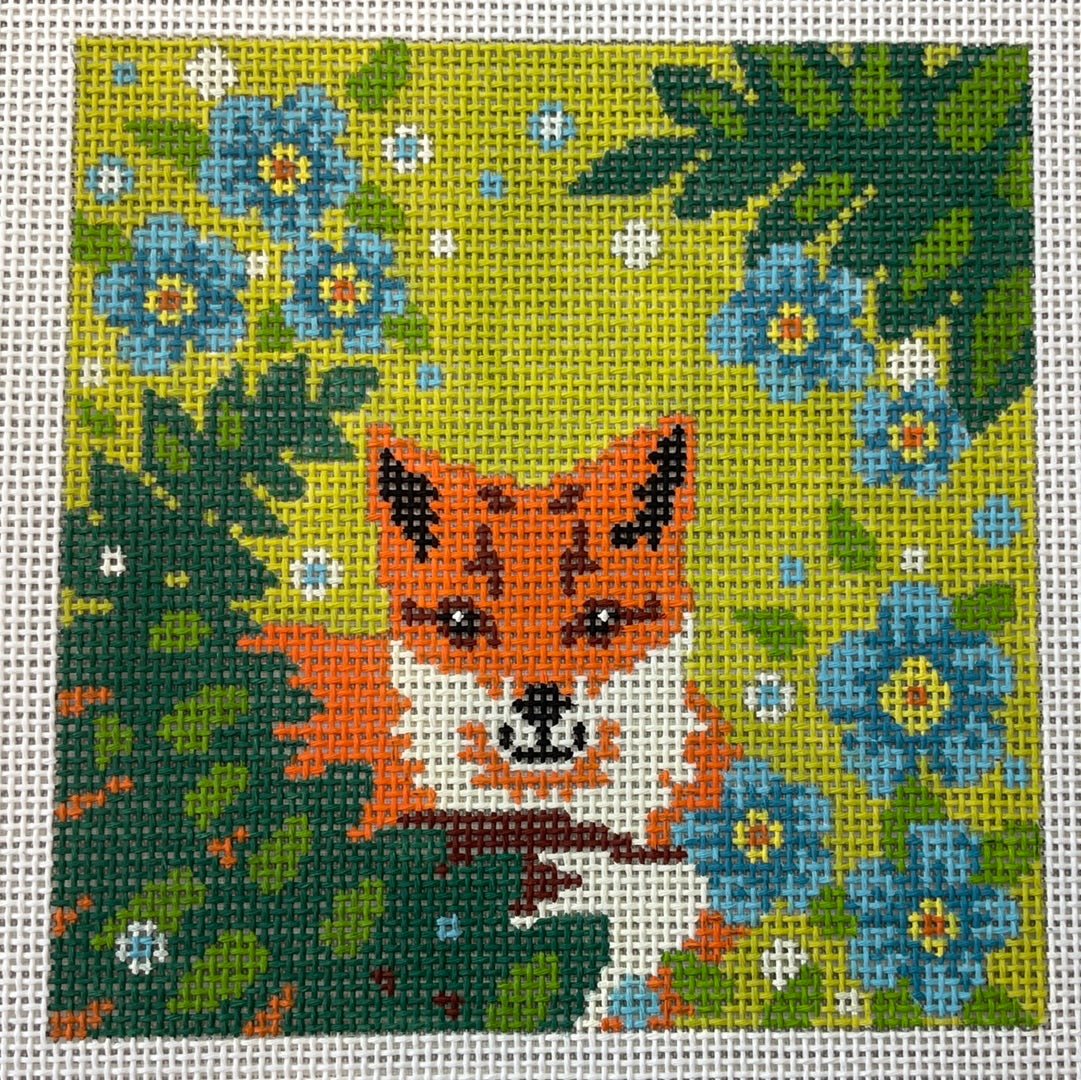 Fox Hiding Behind Flowers C-AC 059