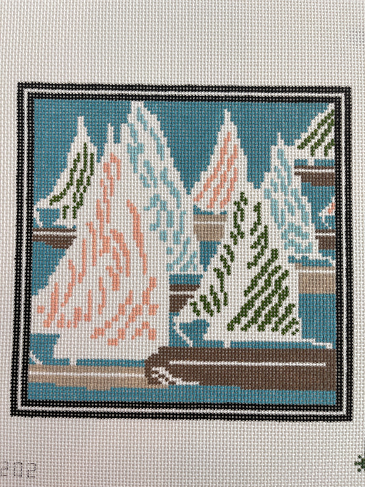 Peach and Light Blue Sailboats C-MK202