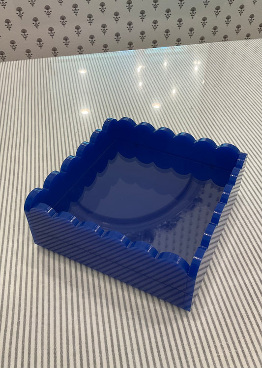 Dark Blue Scalloped Edge Acrylic Coaster  SF-PLAT DBSCA5x5 Tray