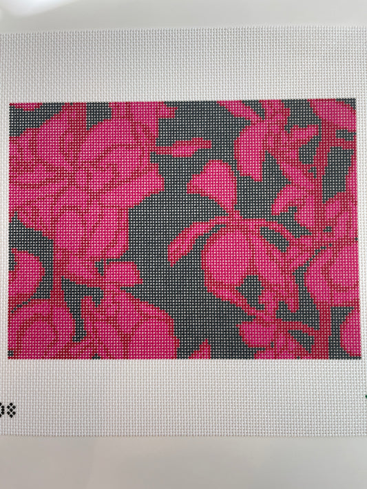 Pink and Red Orchid on Charcoal City Nights Clutch C-MK208