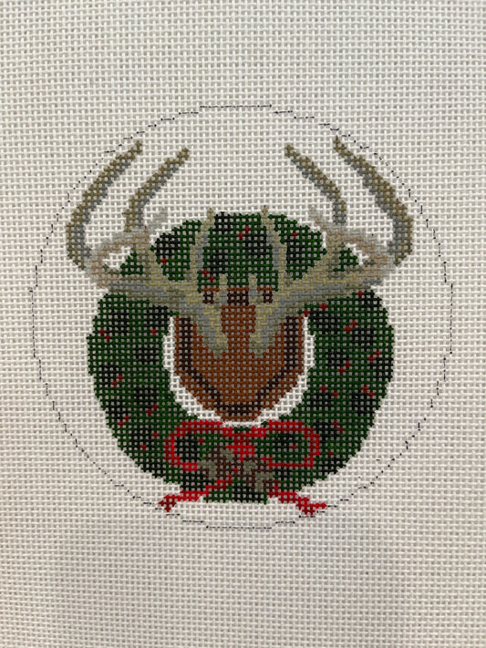 Whitetail Antlers with Holly Wreath C-SA67