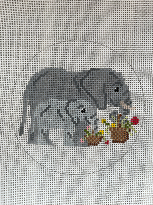 Elephant and Baby Round C-ENS43