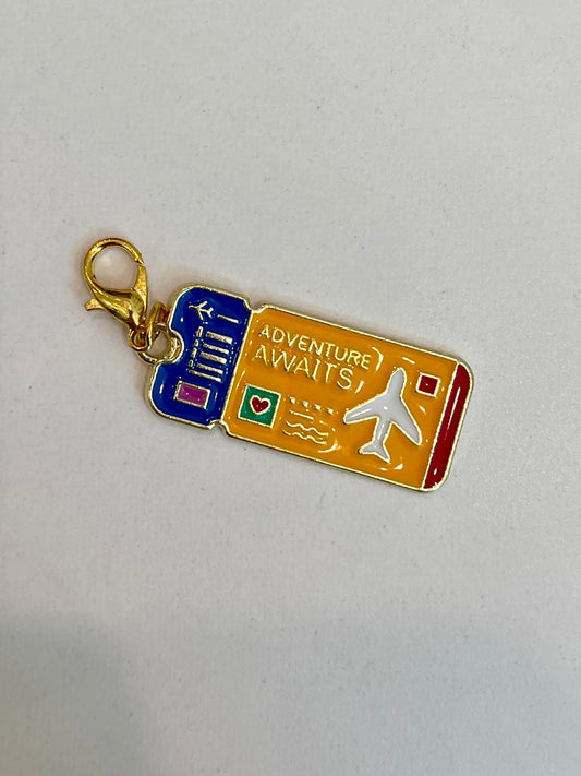 Adventure Awaits Plane Ticket Charm Yellow (for Birkin Canvas)