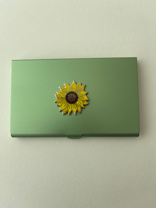 Beading and Metallic Case in Green with Sunflower A-ADcasesunf