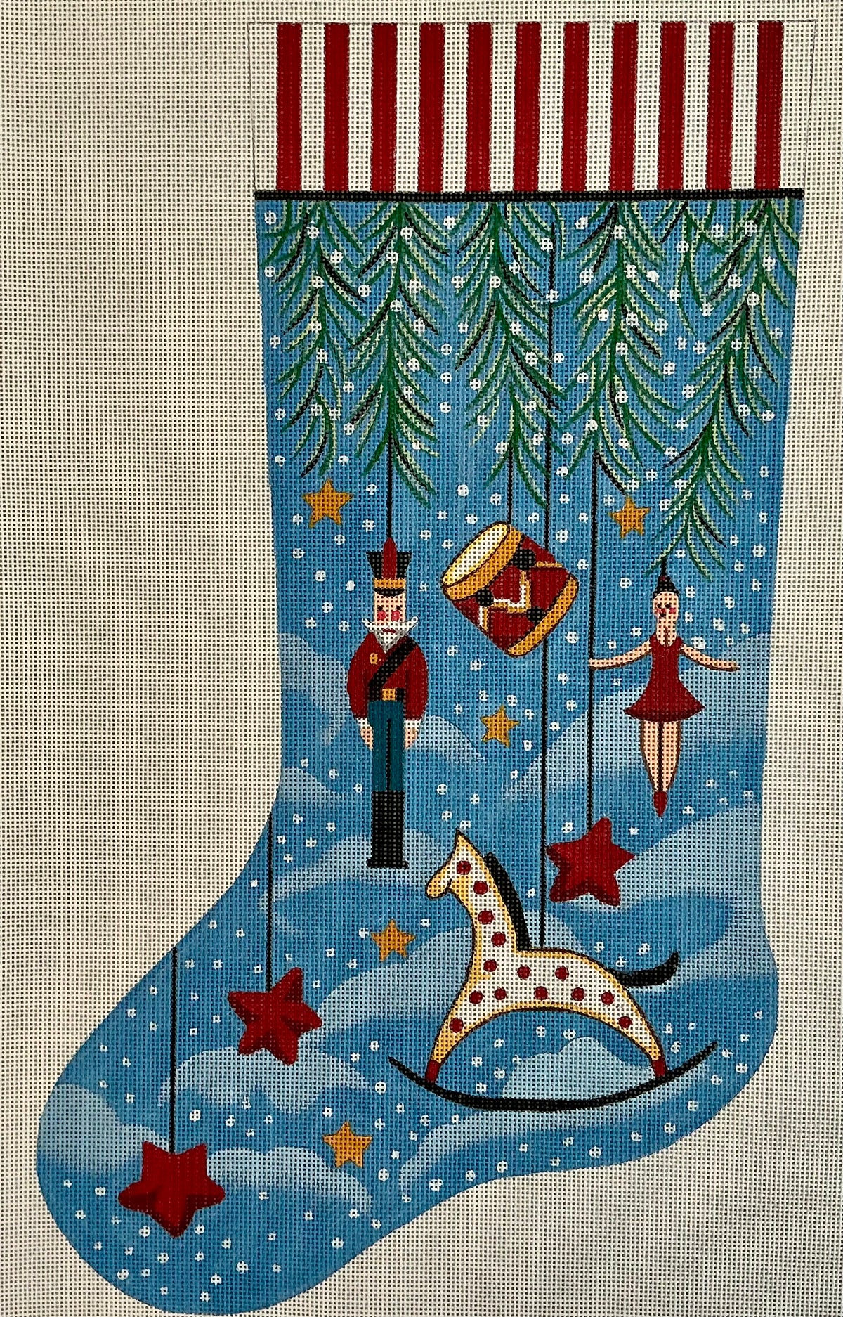 Vintage Nutcracker Ornaments with Striped Cuff Stocking C-TSX106