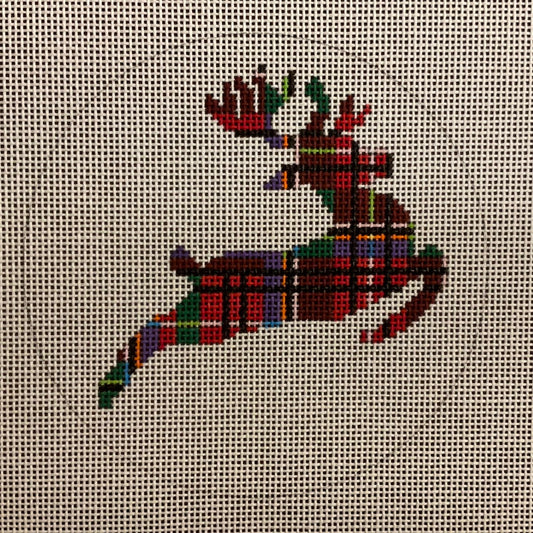 Plaid Reindeer Round C-SBNX61