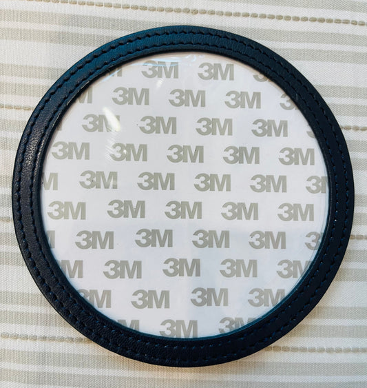 Leather Self Finishing Round Coaster - Black A-PESFCblack