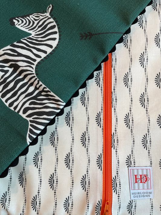 Traveler 10: Zebras on Green with Cream Inside