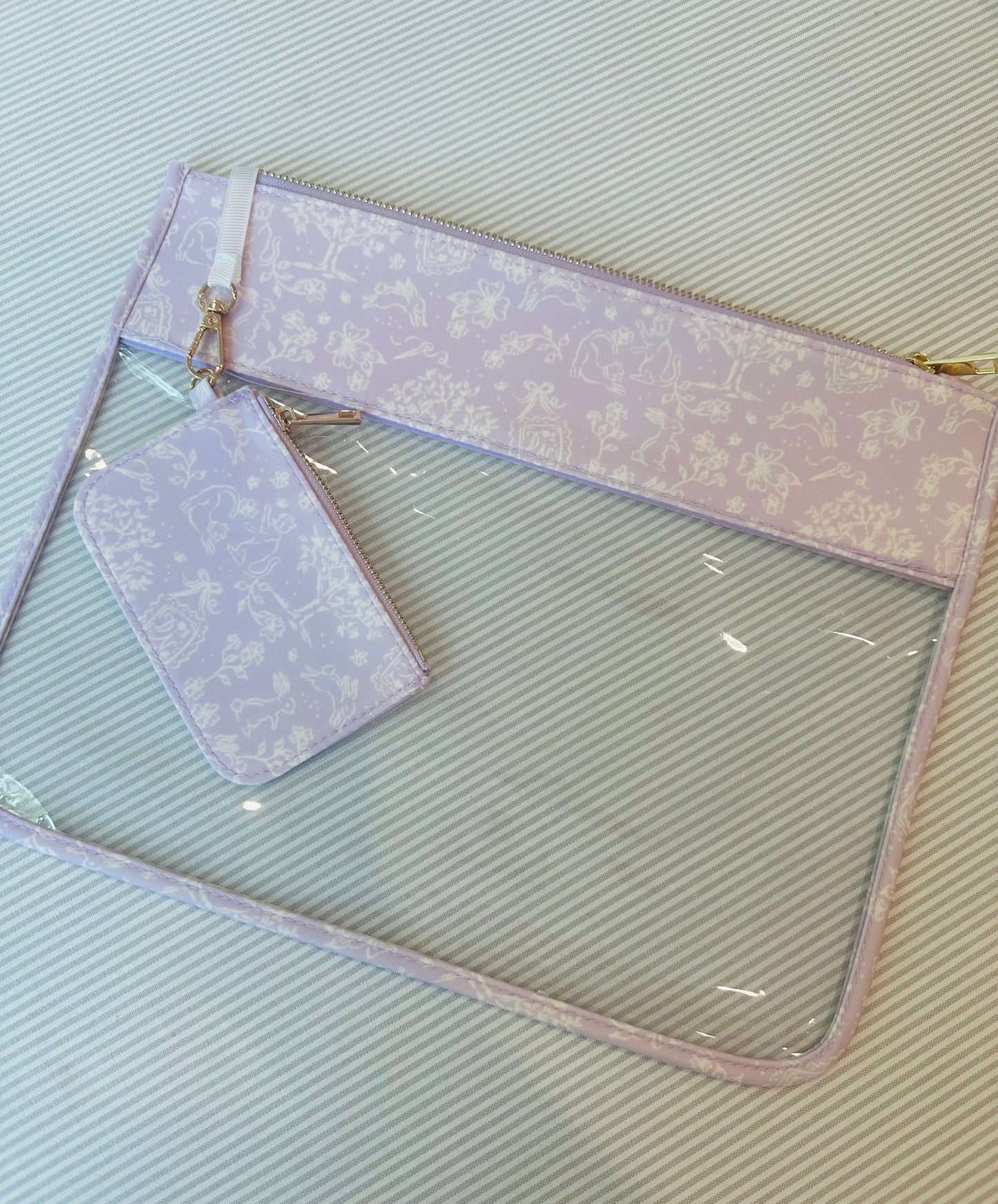 A-DWNLav Bunny Toile Project Bag in Lavendar
