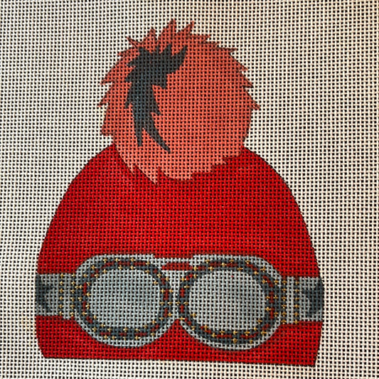 Red Ski Hat With Goggles  C-SB504