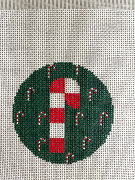 Candy Cane on Green Round C-MHB109