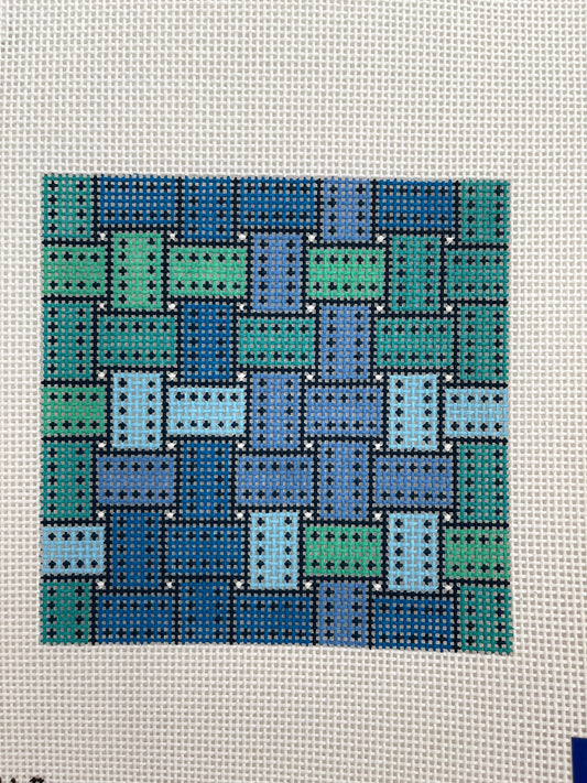 Ribbon 5” square in Blues and Greens AF-164-B