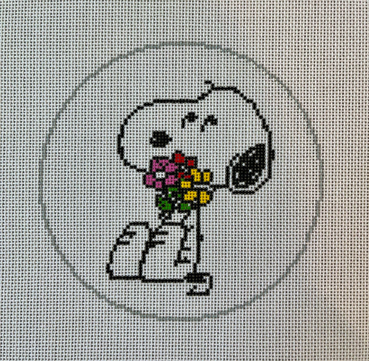 Snoopy Hugging Flowers Round C-EV03