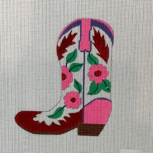 Cowgirl Boot with Pink Flowers C-KDCB01L