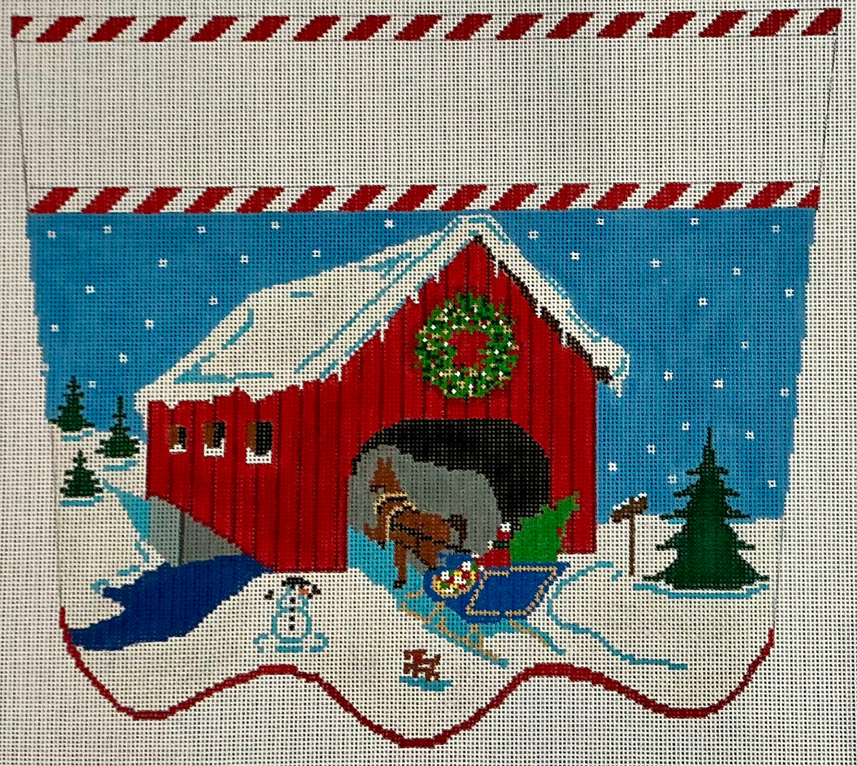Santa’s Sled Barn Stocking Cuff C-TSXC38