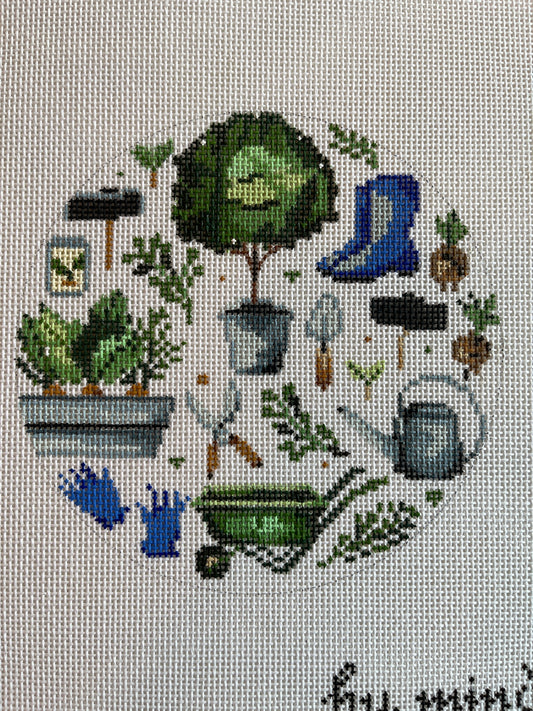 Green and Blue Gardening Round by Mindy C-OU8
