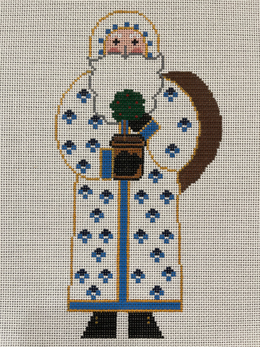 Santa in Blue Flowered Coat C-LR306