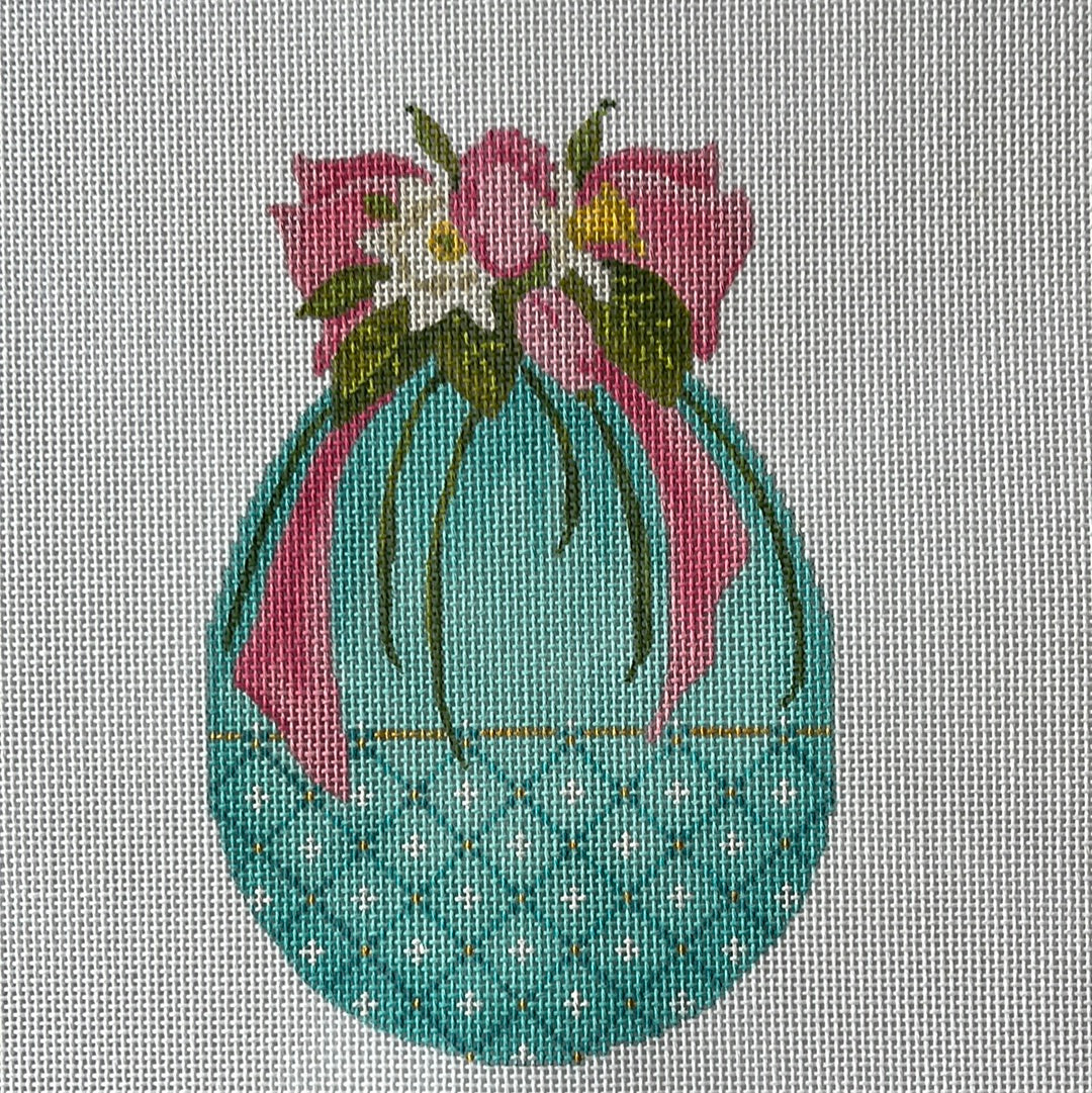 Turquoise Egg with Flower Topper C-KEA78-18