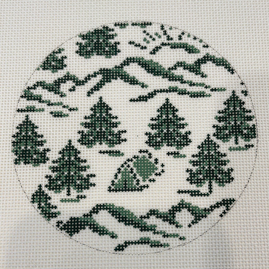 Camping Round Green Toile  C-FI065