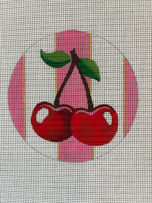 Cherries on Pink Stripes C-RCHO2751