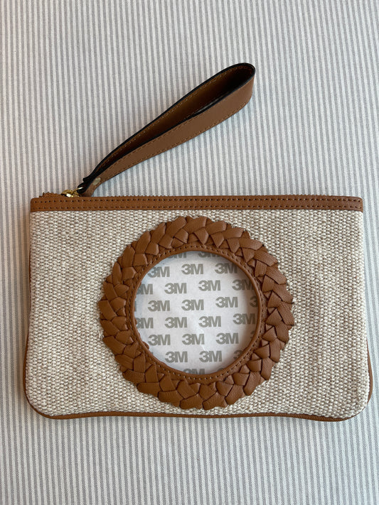 Wristlet Clutch with tan leather A-PE-CLJC Pink