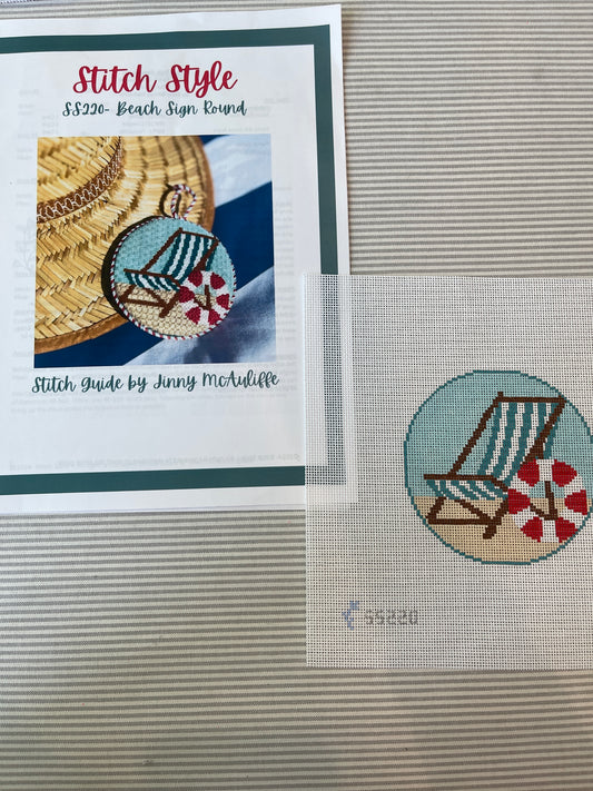 Beach Sign Round with Stitch Guide C-SS220