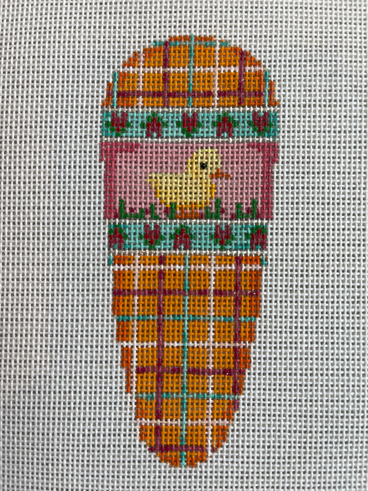 Chick on Orange Plaid Carrot C-EM402