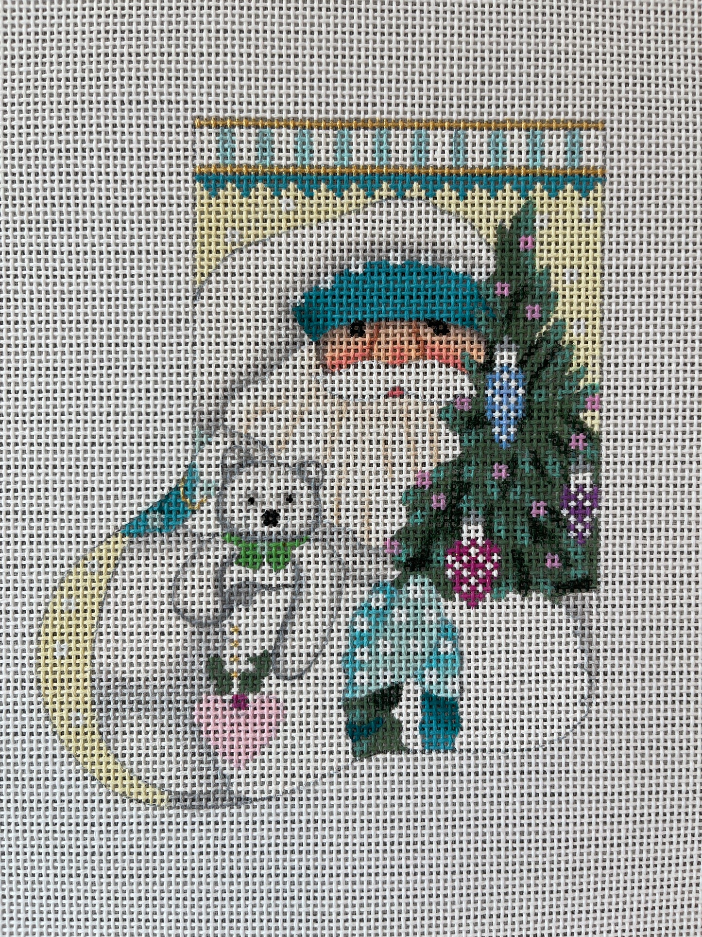 Mini Stocking Santa with White Bear and Tree C-MS391CC