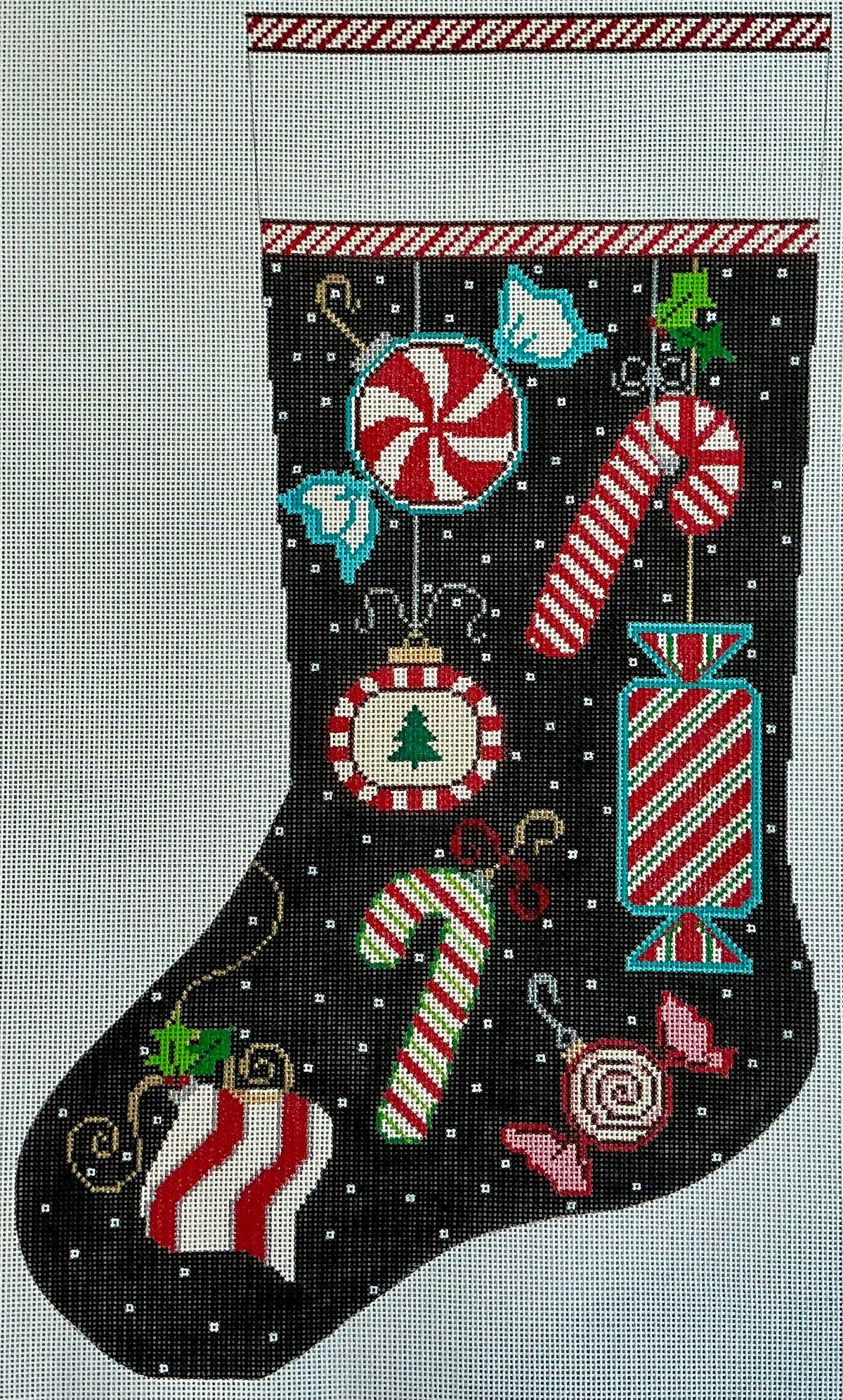 Candy & Striped Ornaments Stocking C-TSX157