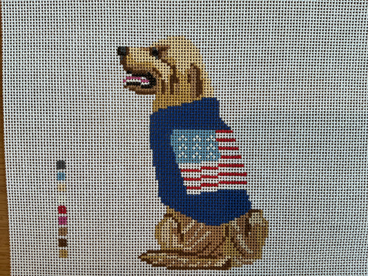 Yellow Lab in Flag Sweater C-FD533