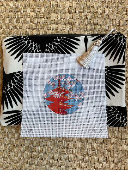 Anna Clutch and Canvas Combo #8: Black Crane Anna Clutch with Red Temple