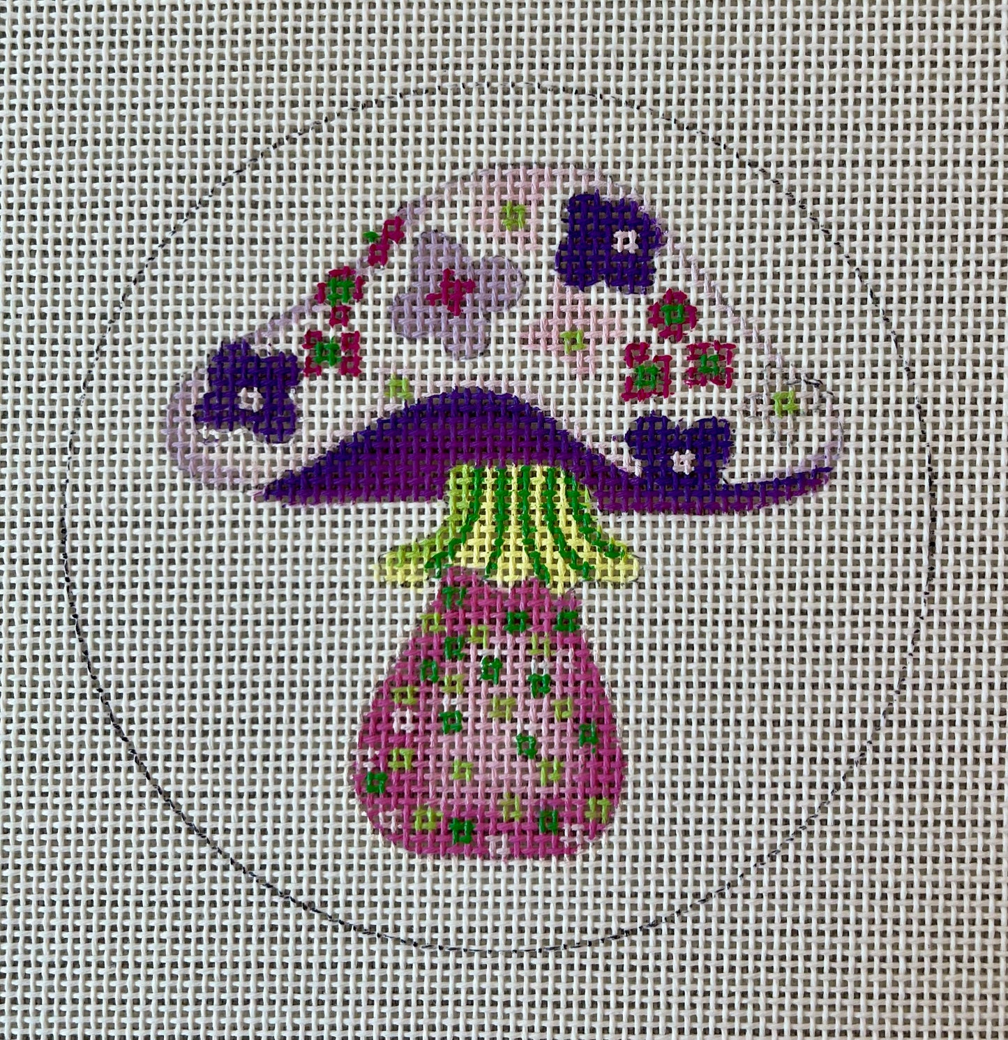 Pink and Purple Polka Dot Mushroom Round Coaster C-ML63