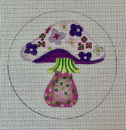 Pink and Purple Polka Dot Mushroom Round Coaster C-ML63