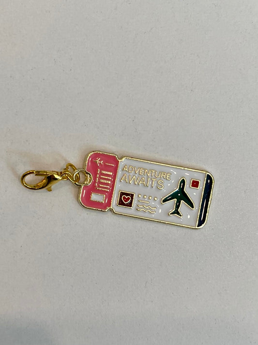 Adventure Awaits Plane Ticket Charm White (for Birkin Canvas)