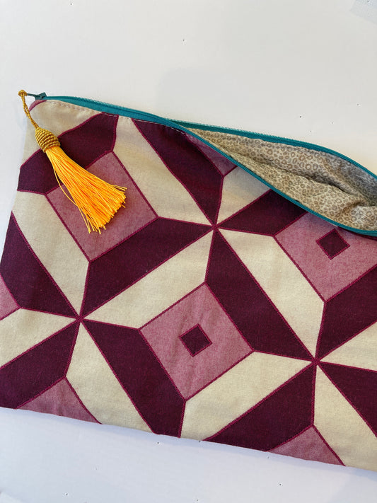 Anna Clutch in Maroon Geo A-COPA1