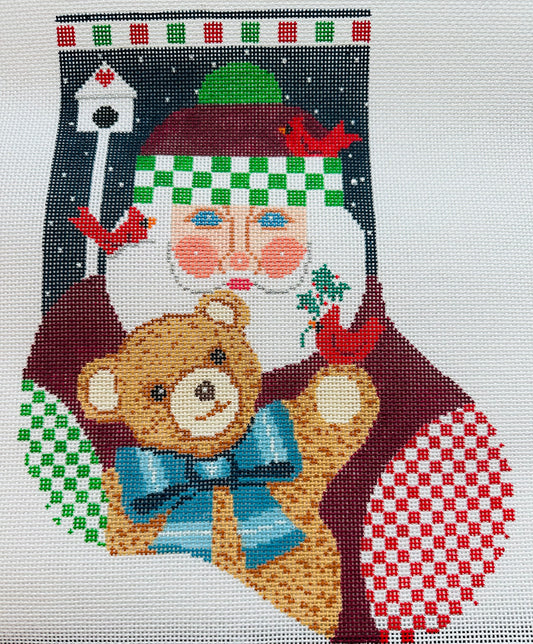 Santa with Teddy Bear Medium Stocking C-STMC02B
