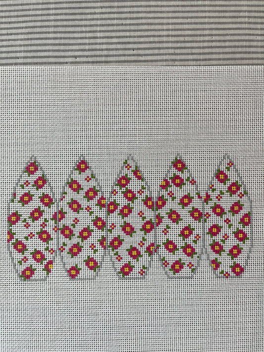 3-D Egg Pink flowers on white C-EGG01