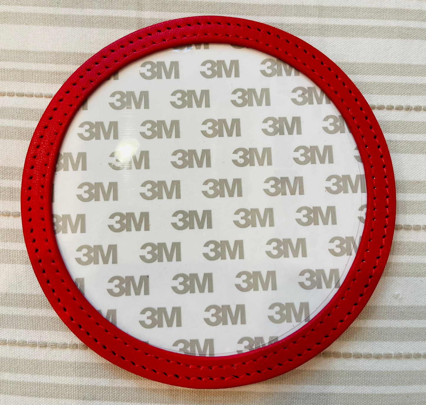 Leather Self Finishing Round Coaster - Red A-PESFCred