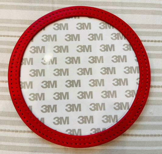Leather Self Finishing Round Coaster - Red A-PESFCred