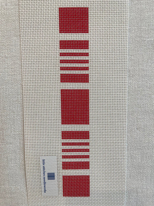 Red Ticking Stripes Key Fob C-LSNfob5