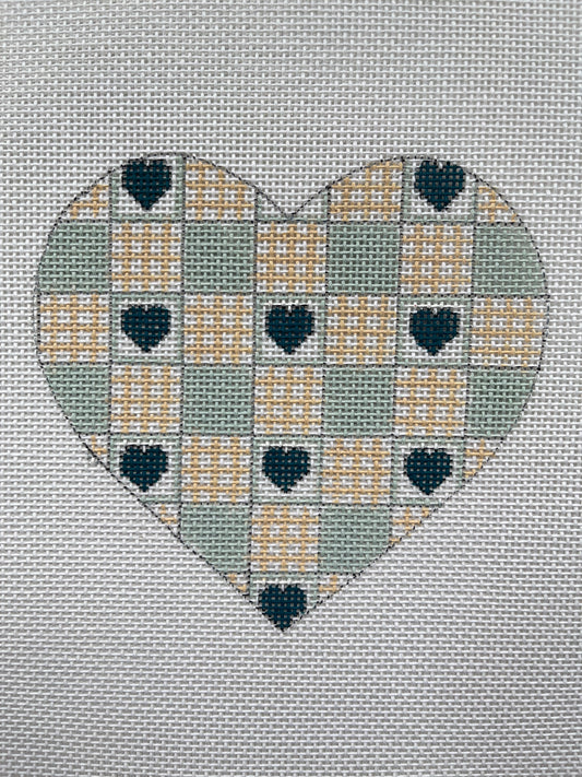 Heart with Blue Hearts and Gingham C-DDD113