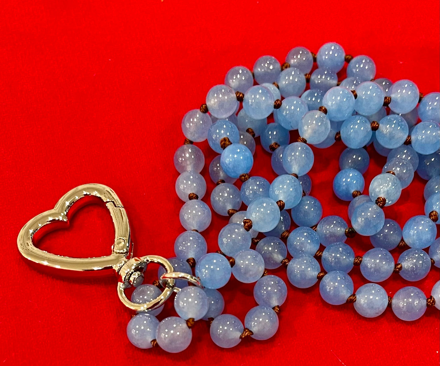 Tool Necklace with Heart Clip in slate blue A-VWNNecklace in slate blue Beads